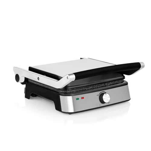 ZEEGMA GRILL CHEF EASY 2-in-1 Elektrogrill und Panini-Toaster, Leistung 2000 W, Antihaft-Keramikplatte, einstellbare Temperatur und Neigungswinkel, spülmaschinenfest