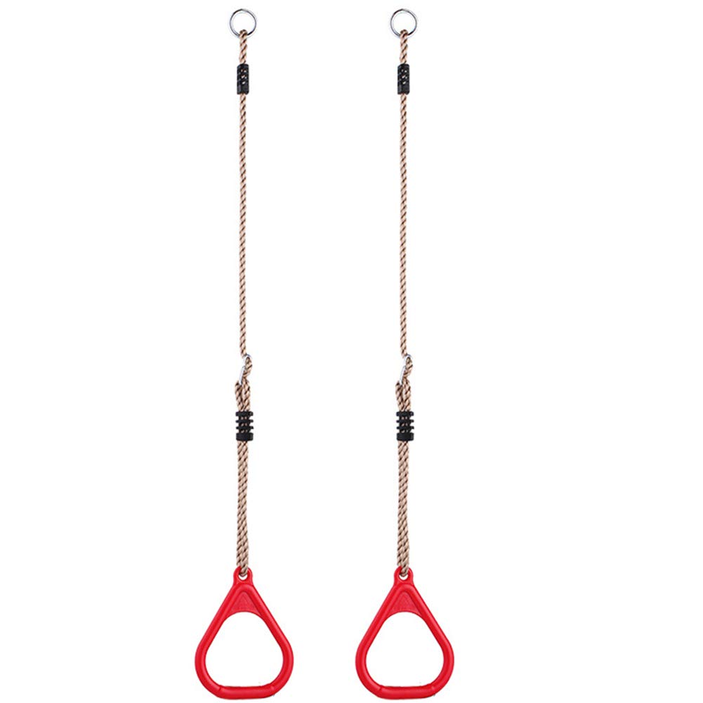 BFVAKBKYT Gymnastik Ringe,Suspension Trainer System, Schaukel Pull Up Gym Ringe Sport Pull-ups Ring Kinder Trapez Bar Pull Up Ring Spielplatz Hause Schaukel Ausrüstung(Red)