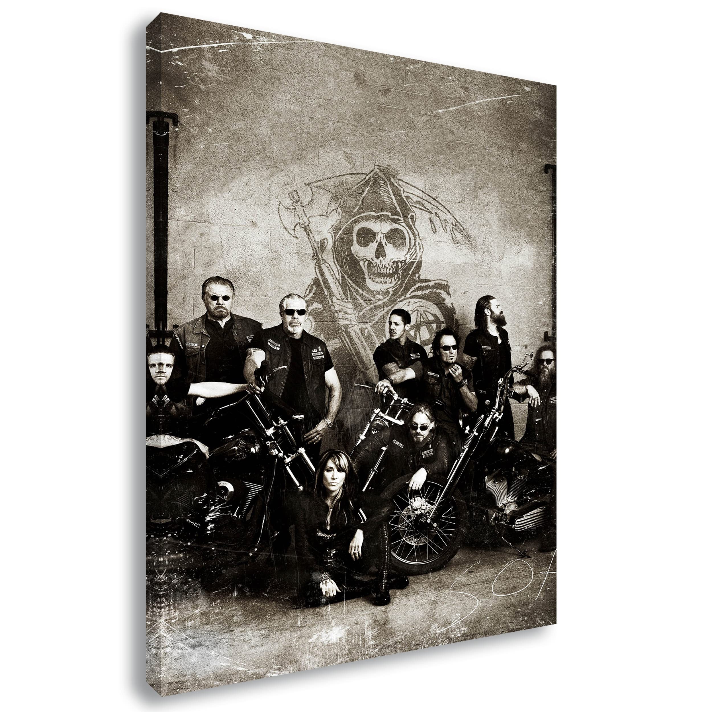 Artis Prints Leinwandbild Sons of Anarchy | Serie - Motorrad, Wandbild auf Keilrahmen gespannt - Klein bis XXL, Wohnzimmer - Flur - Dekoration