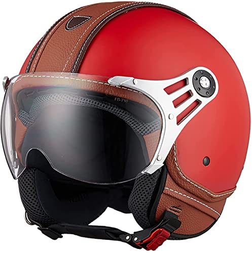 Motorradhelm Jethelm,Retro-Motorradhalbhelm 3/4 Halbhelme,DOT/ECE-Zertifizierter Jet-Helmhalbhelm Mit Sonnenblende Offenem Helm,Herren Damen Antikollisions-Schutzhelm (Color : G, Größe : M=54-55cm)