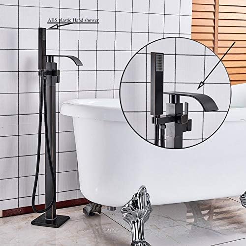 AJYBYUKJ Zeitgenössische Schwarze Bronze Badezimmer Dusche Badewanne Mischbatterie Badezimmer Wasserhahn Bodenmontage Wannenhahn Einzelgriff W/Handbrause, Chrom B, Schwarze Bronze B Beauty Comes