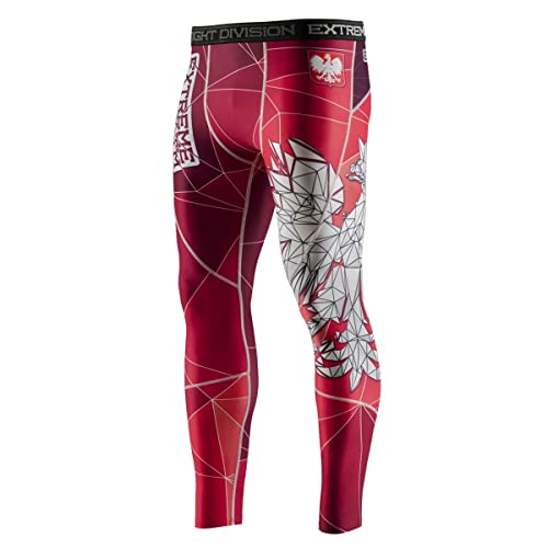 Extreme Hobby Sportleggings für Herren Poland red, Leggings für Männer, Kampfsport, Laufhose Herren, Lang mit Kompressionseffekt, Schnelltrocken-Funktion