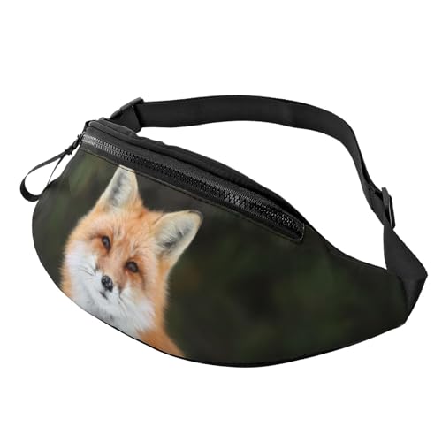 HSJFS Modische Hüfttasche mit Motiv Wolf heulender Mond, verstellbare Hüfttasche, lässige Brusttasche, Lustiger Fuchs, Einheitsgröße