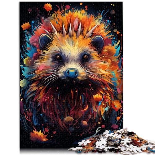 Spielgeschenk Puzzle Malen Bunter Igel 1000 Puzzles für Erwachsene Holzpuzzle Familienspiel Stressabbau Schwieriges Herausforderungspuzzle 1000 Teile (50 x 75 cm)