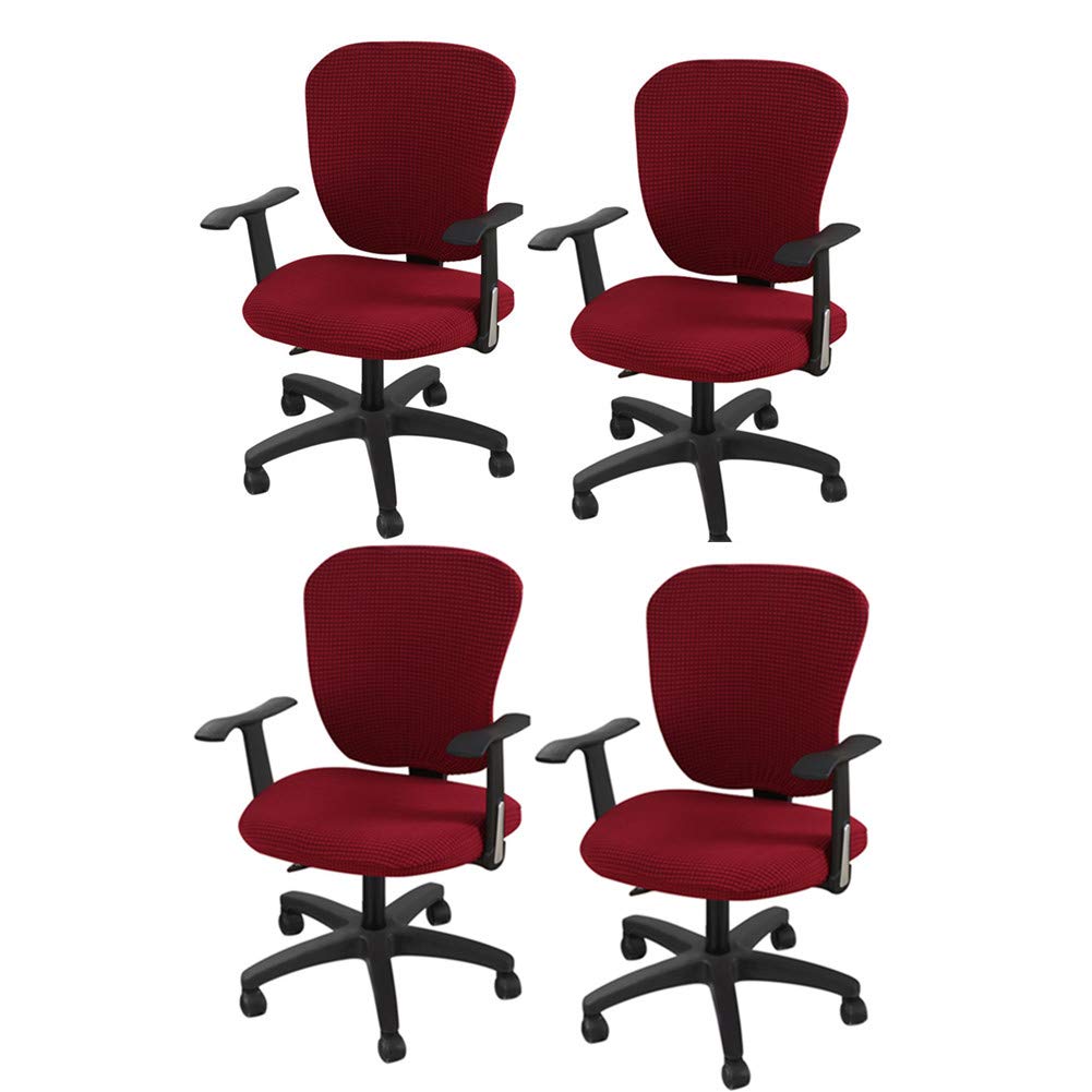 Rysmliuhan Shop Stuhlbezug Stretch stuhlhussen kaufen Sitzbezüge für stühle Stretch Stuhlhussen Esszimmer Stuhl abdeckungen Stuhl Protektoren abdeckungen Set of 4,Wine red