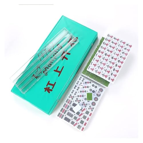 BFVAKBKYT Chinesisch Majong Set, Mini-Chinesisches Mahjong-Spielset mit 144 Melaminsteinen, 2 Würfeln, 2 Ersatzsteinen, 4 Linealen, Reiseset