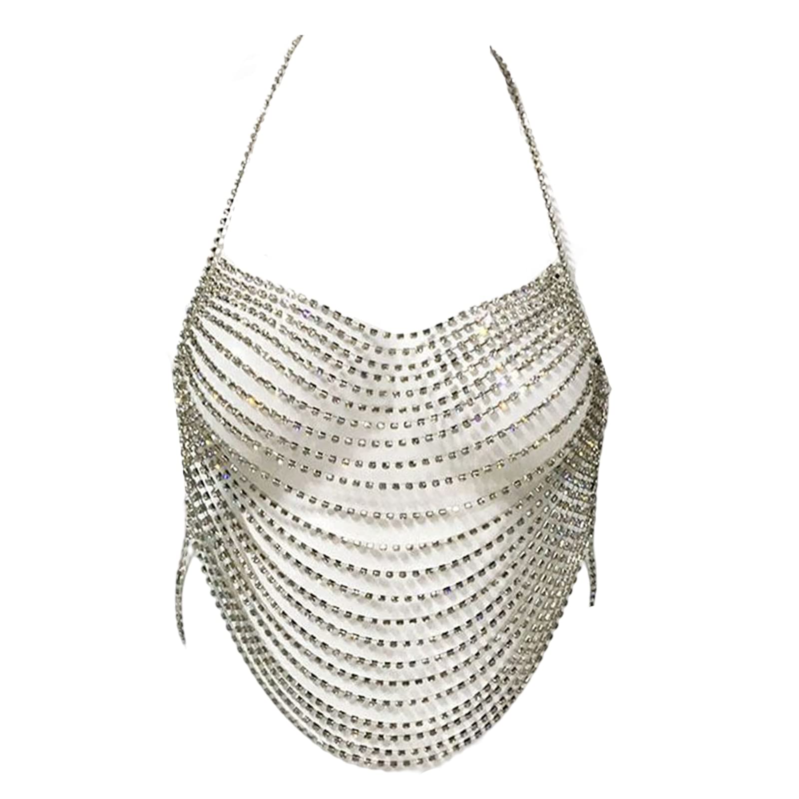 Uitndvyte Strand-Rave-BH-Körperkette, verstellbar, vielseitig einsetzbar, Strass-Kette für Frauen, Party, Nachtclub, Körperschmuck