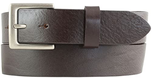 BELTINGER Gürtel aus Vollrindleder mit altsilberner Gürtelschließe 3,5 cm | Jeans-Gürtel für Damen Herren 35mm | Chino-Gürtel oder Trachten-Gürtel | Braun 95cm