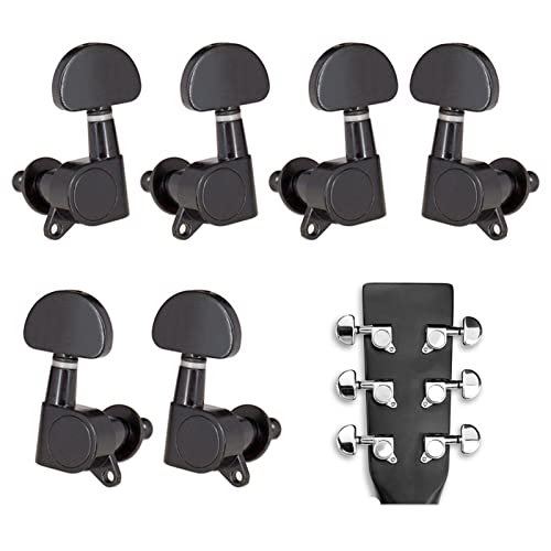 6 Stücke Geschlossene Gitarre-Tuning-Pegs String-Tuner-Maschinenköpfe Knöpfe Tuning-Tasten Für Folk Akustik/E-Gitarre Stimmwirbel Mechaniken (Color : Black)