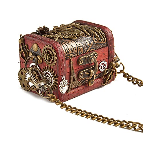 ohodhmnu Damen Tragetasche, Umhängetasche, Retro-Stil, Crossbody-Tasche für Handytasche, Vintage, Punk-Schmuck, gold, chain strap