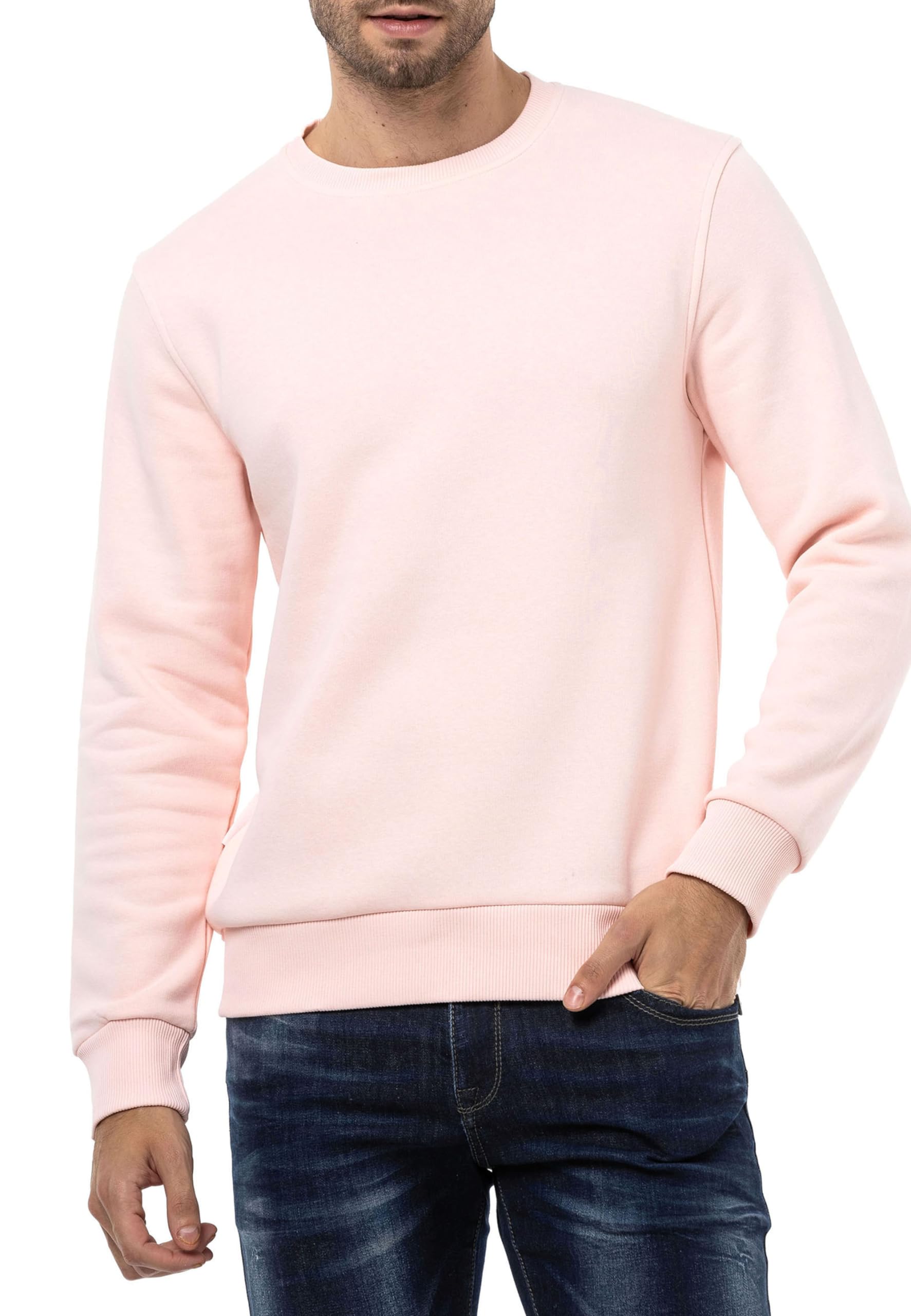 Cipo & Baxx Herren Sweatshirt Rundhalsausschnitt Basic Pullover Hoodie Sweater CL558 Pink XXL