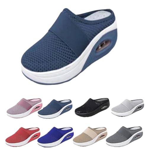 Damen Luftkissen Walkingschuhe Damen Gestrickte Freizeitschuhe Frauen Casual Luftkissen Dicke Sohle Erhöhungsschuhe Atmungsaktive und Bequeme Sportschuhe