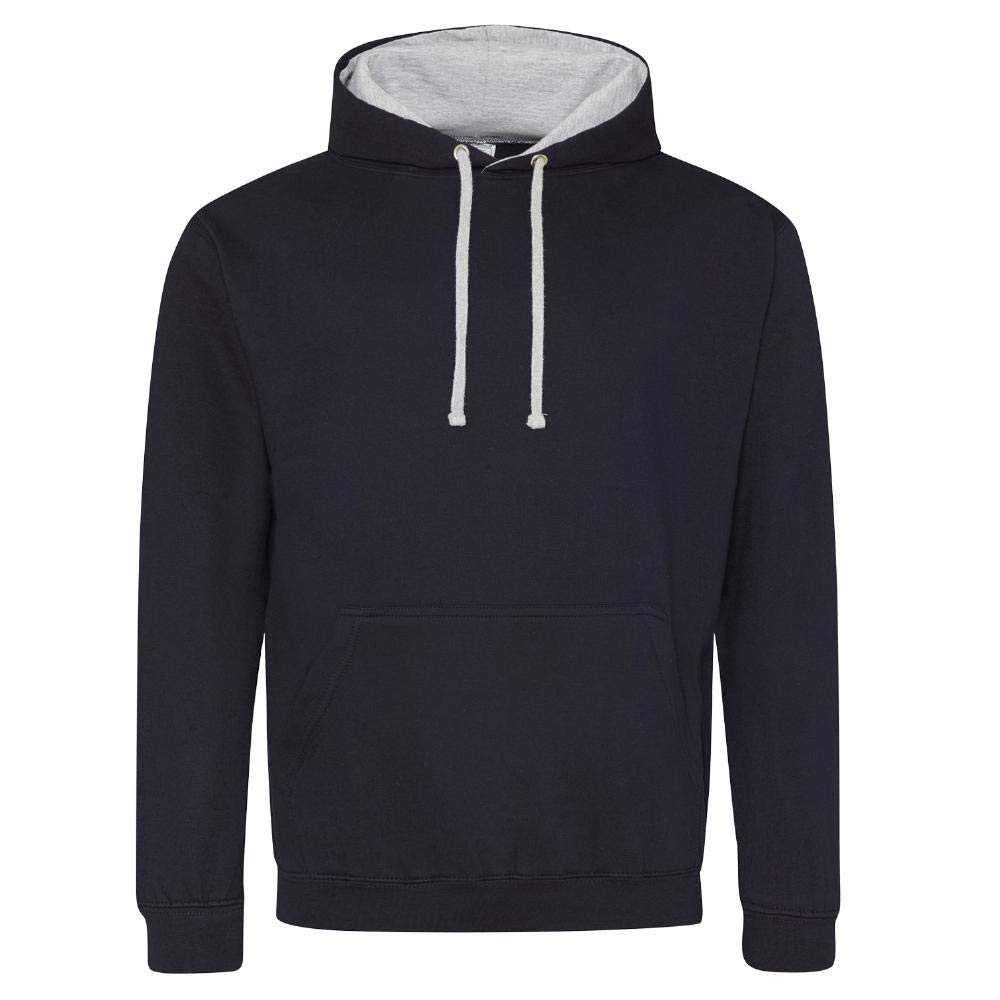 Just Hoods Damen Varsity Hoodie Hoodie, French Navy/Heather Grey, 4XL