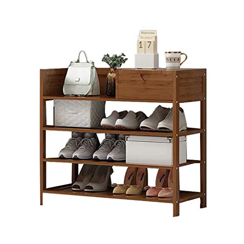 YIHANSS Schuhregal, zusammengebaut, einfache Tür, mehrschichtig, für den Haushalt, 4-lagiger Schuhschrank, Economy-Typ, Regal, Schlafsaal, braun (50 x 25 x 63 cm)