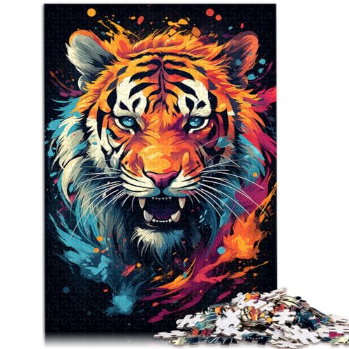 Puzzles Wütender bunter Tiger Puzzle für Erwachsene 1000 Teile Holzpuzzle Jedes Teil ist einzigartig - Anspruchsvolles Familienspaßspiel 1000 Teile (50x75cm)