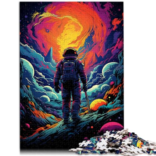 Puzzles zum Verschenken, Weltraum-Farb-Astronaut, schwierige, anspruchsvolle Puzzles, 1000-teiliges Holzpuzzle, Puzzles zum Verschenken, zum Zeitvertreib zu Hause (50 x 75 cm)