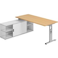 kaiserkraft FINO -Auflage-Schreibtisch, BxT 1800x800 mm, Buche-Dek.