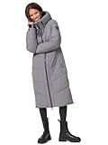 MARIKOO Damen Winterjacke Wintermantel Parka lange Winter Stepp Jacke B979 [B979-Nadar-Grau-Gr.S]