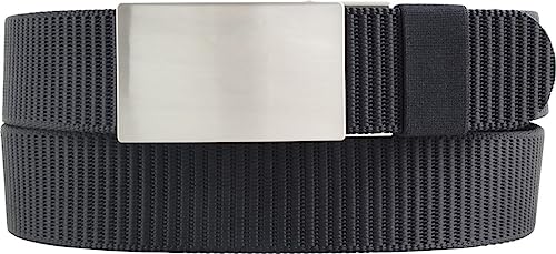 BELTINGER Veganer Gürtel stufenlos verstellbar 3,5cm | Extrem robuster Automatik-Gürtel 35mm | Einfarbiger Wander-Gürtel aus Nylon | Arbeit-Gürtel | Schwarz 125cm