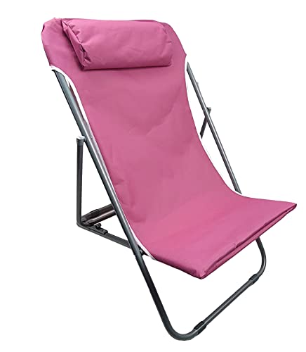 Liegestuhl für Kinder Gartenstuhl Liege Strandliege mit Kopfkissen rosa pink