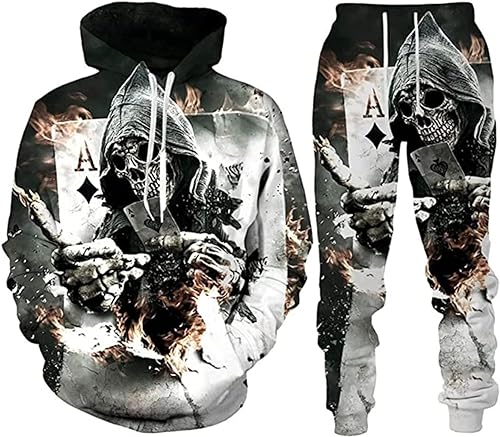 RIAAJ Unisex Trainingsanzug Set 3D Sportswear Anzug Hoodie Hosenanzug Mode (A5,2XL)