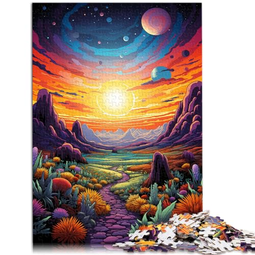 Puzzle, farbenfrohes psychedelisches Fantasie-Wüsten-Puzzle, 1000 Teile, Holzpuzzle, Wanddekoration, einzigartige Geburtstags, 1000 Teile (50 x 75 cm)