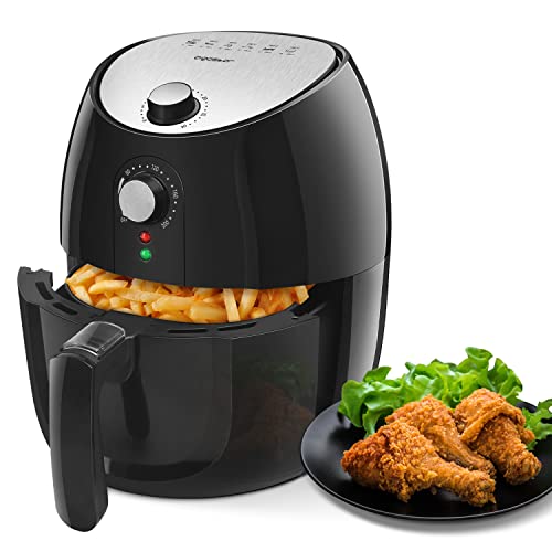 Aigostar Hayden Pro - Heißluftfritteuse XL, Air Fryer Oven 3.5L,1500W, Antihaft und abnehmbarer Frittierkorb, 30 min Timer，Overheat Auto Shut off, Oilless, Easy to Clean, Stainless Steel，Schwarz