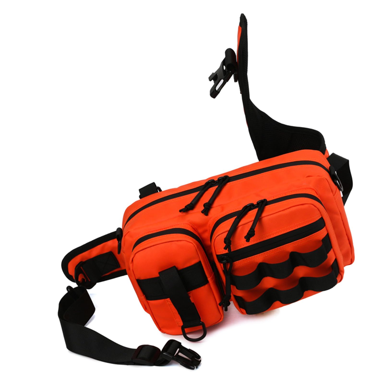 Mllepjdh Multifunktionale Angelausrüstungstasche, Ködertasche, Outdoor-Umhängetasche, Hüfttasche, große Kapazität, wasserdicht, Camping-Gürteltasche, Tragetasche, Orange