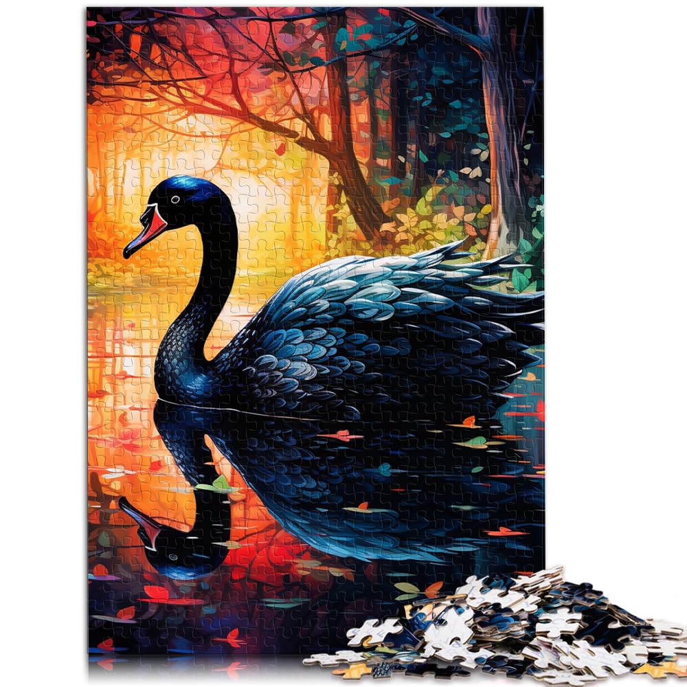 Puzzles Psychedelic Art Swan für Erwachsene Puzzles 1000 Teile Holzpuzzle Familienspiel Stressabbau Schwieriges Herausforderungspuzzle 1000 Teile (50x75cm)