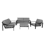 Home Deluxe - Gartenmöbel Set - Rio - Schwarz, Größe: XL - bestehend aus 1x Hocker, 1x Sessel 2X Sofa - inkl. Kissen I Gartensitzgruppe Gartenlounge Balkonmöbel