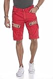 Cipo & Baxx Herren Shorts Bermuda Freizeit Kurze Hose Capri CK243 Rot W29