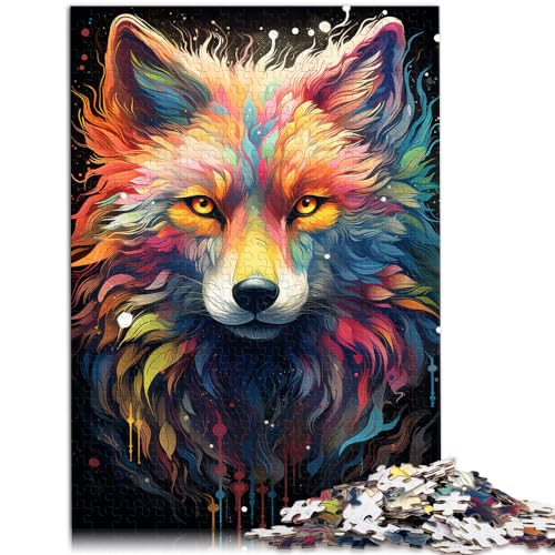 Puzzle-Geschenk, farbenfrohes psychedelisches Gemälde eines Fuchses, 1000-teiliges Puzzle für Erwachsene, Holzpuzzle, dekomprimierendes geistiges Lernspielzeug, 1000 Teile (50 x 75 cm)