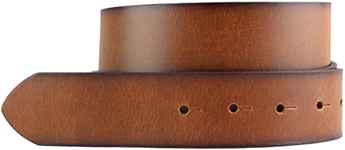 BELTINGER Wechselgürtel aus Vollrindleder Vintage-Look ohne Schnalle 4 cm | Druckknopf-Gürtel 40mm | Mit geschwärzten Kanten | Cognac 80cm