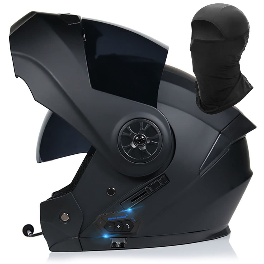 Motorrad Integrierter Klapphelm mit Bluetooth Bluetooth-Helm ECE Genehmigt Integralhelm mit Eingebautem Schweißmaske Geräuschunterdrückung Automatische Reaktion 55~64cm