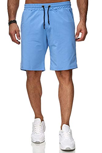 Reslad Kurze-Hose Herren Jogginghose Kurz Sweat-Shorts Basic Sport-Hose Freizeit Sweat-Hose RS-5061 (2XL, Hellblau)