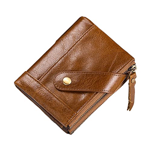 seluluory Herren-Geldbörse aus Leder, Mini-Kartenhalter mit Reißverschluss, Bifold Flip Wallet Kreditkartenhalter, Vintage-Vordertasche, BN, Einheitsgröße, Münzfach