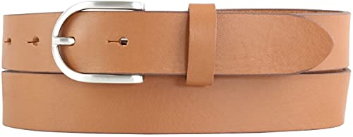 BELTINGER Damen-Gürtel aus Vollrindleder 3 cm | Leder-Gürtel für Damen 30mm | Chino-Gürtel mit runder Gürtelschließe | Tabac 80cm