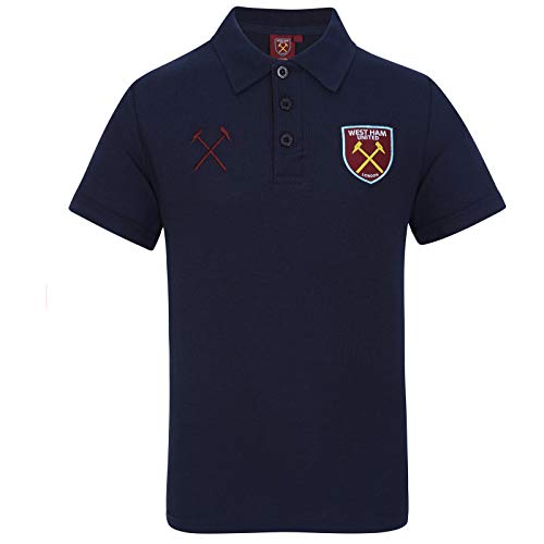 West Ham United FC - Herren Polo-Shirt mit Vereinswappen - Offizielles Merchandise - Geschenk für Fußballfans - Dunkelblau - XL