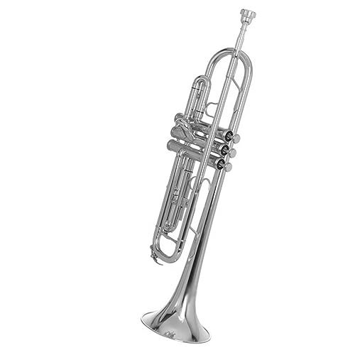 Blechblasinstrumente Trompete Trompete Bb B Flat Messing Trompeta Exquisites Langlebiges Trompete-Musikinstrument Mit Mundstückhandschuhen (Color : Silver)