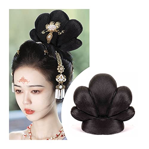 Bun Haarteile Brötchen Elegante Retro Kopfbedeckung Synthetische Chinesische Alte Perücke Hanfu Kopfschmuck Haar Alte Chinesische Frauen Cosplay Perücken Zubehör Brötchen-Haarteil (Color : VM18)