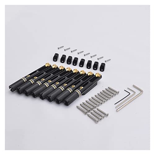 Edelstahl Kopflose Gitarrenbrücke/Einzelbrücke Für 1 Set (6/7/8 Saiten) Tune-o-matic Steg (Color : Black 8 Pieces-1)