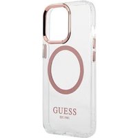 GUESS Hard Cover Metal Outline Magsafe Pink, iPhone 13 Pro Max, GUHMP13XHTRMP (GUHMP13XHTRMP)