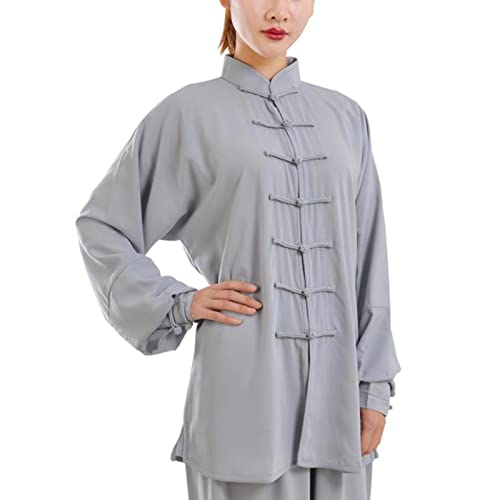 ZEDDG Tai Chi Anzug Damen Kampfkunst Anzug Herren Kung Fu Kleidung Taekwondo Uniform Chinesische Klassische Kampfkunst Tai Chi Wing Chun,Gray-S