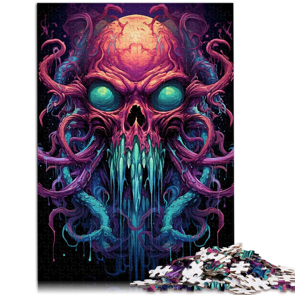 Puzzle Die farbenfrohe Psychedelia der Invasion von Cthulhu, 1000 Puzzles für Erwachsene, 1000-teiliges Holzpuzzle, schwierig und herausfordernd, 1000 Teile (50 x 75 cm)