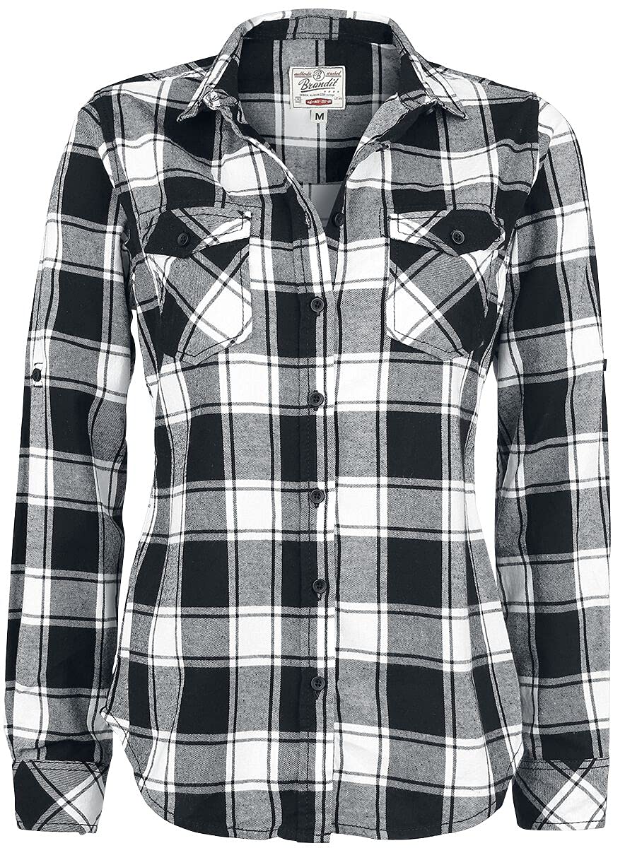 Brandit Amy Flanell Checkshirt Girl-Hemd schwarz/weiß - M