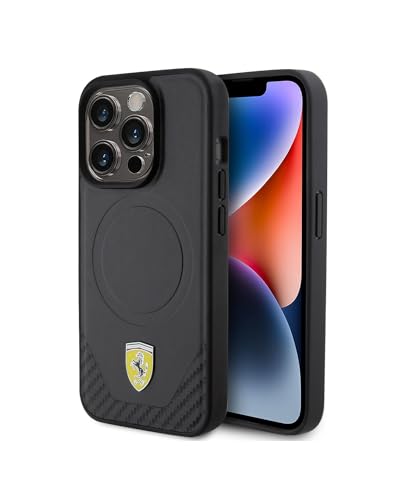 Ferrari FEHMP15LPTEK Hülle für iPhone 15 Pro 6.1" Schwarz hardcase Carbon Metal Logo