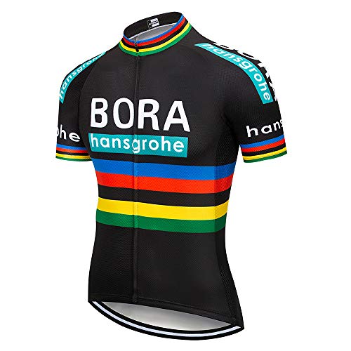 Team Bora Fahrradtrikot Tops Sommer Racing Radbekleidung MTB Bike Jersey Shirt - Schwarz - Mittel