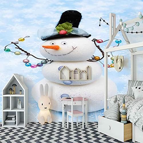 XLMING Weihnachten Schneemann Thema Küche Esszimmer Arbeitszimmer Wohnzimmer TV Hintergrund Wand 3D Tapete-350cm×256cm