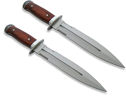 2x USA Saber - 33cm großes - Jagd - Dolch - Hirschfänger - Saufänger - Saufeder - Abfangmesser - Survival - Outdoor - Messer - Hunting - Knife - extrem Hunter Dagger , silber braun