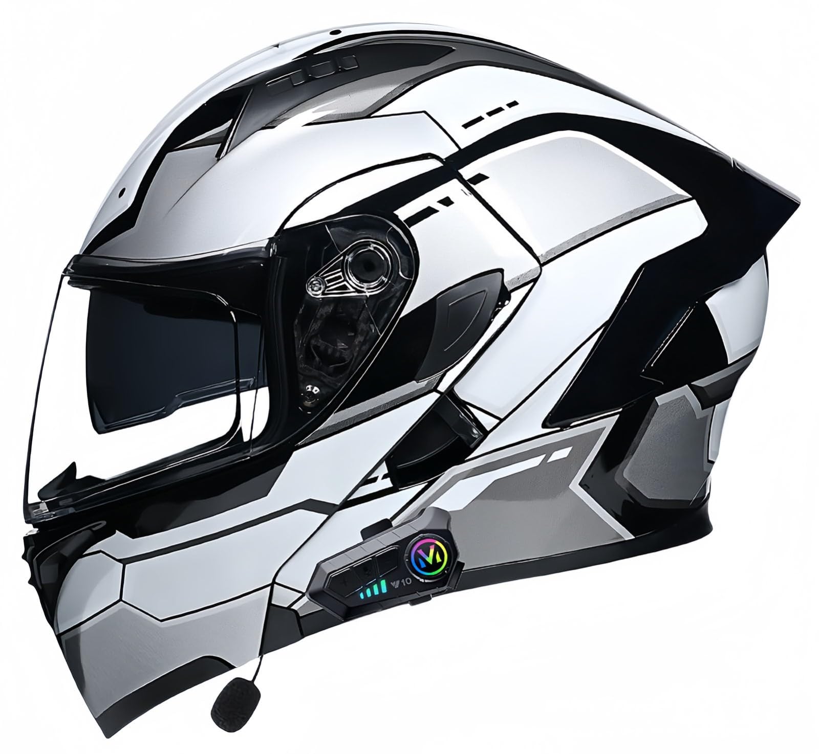 Bluetooth-Motorradhelm, ECE-geprüft, modularer Motorradhelm, für Herren und Damen, Integralhelm für Roller, Doppelvisier, für Erwachsene, Integralmotorrad N,XXL60-61CM